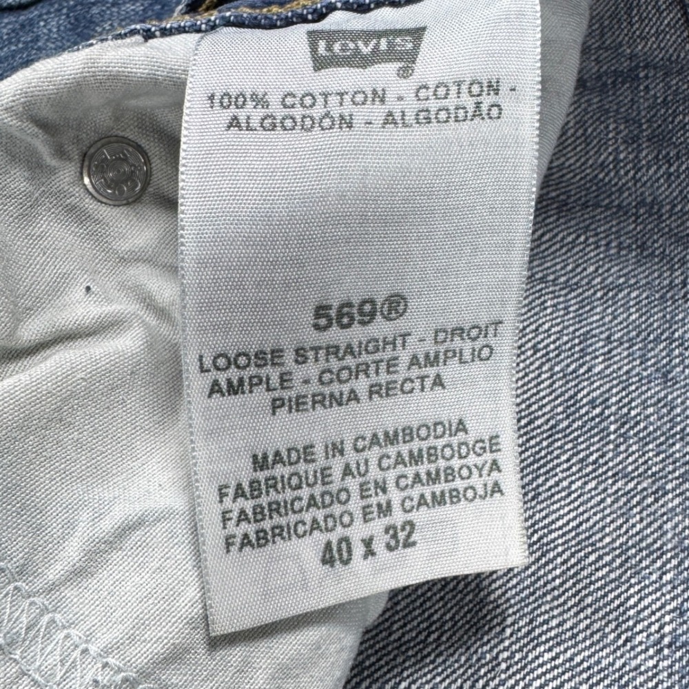 LEVI'S 569 Loose Straight Jeans Mens 40x32 Blue Faded Baggy Y2K Retro - Picture 7 of 12